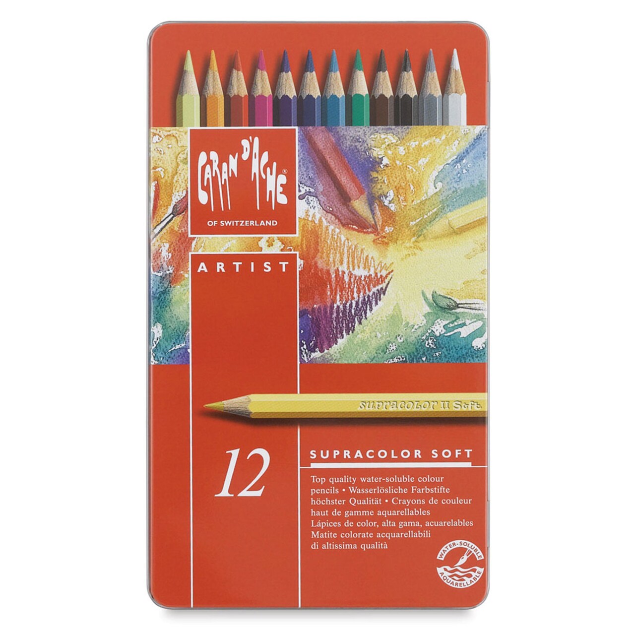 Caran d'Ache Supracolor Soft Aquarelle Pencil Set - Set of 12, Assorted Colors